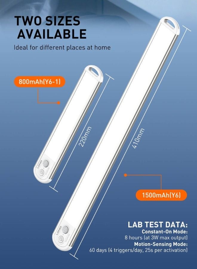 LDNIO ضوء LED قابل لإعادة الشحن مع مستشعر حركة بتصميم فائق النحافة وعالي الجودة للخزائن، والدواليب والسلالم، سهل التركيب المغناطيسي، موفر للطاقة، قابل لإعادة الشحن عبر USB، لاسلكي، آمن للأطفال والحيوانات الأليفة - Image 4